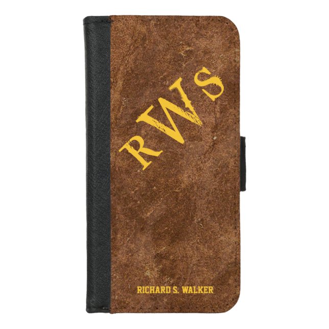 Mens Rustic Country Western Monogram iPhone Wallet Case (Front)