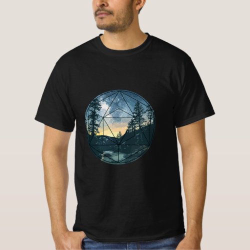 mens Sacred Geometry Meets Nature Outdoor Mountain T_Shirt
