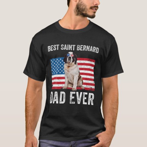 Mens Saint Bernard Dad American Flag St Bernard Do T_Shirt