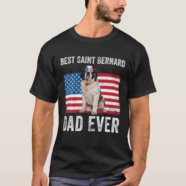 Mens Saint Bernard Dad American Flag St Bernard Do T-Shirt (Front)