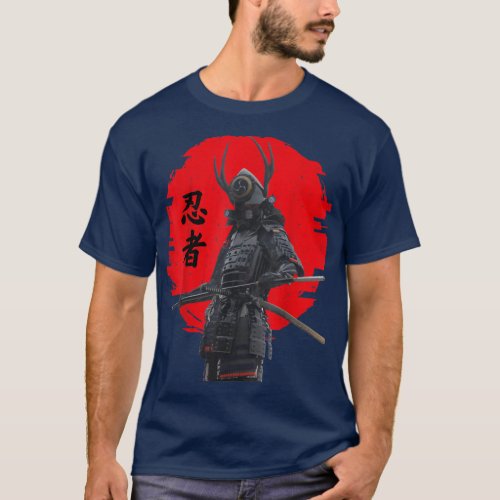 Mens Samurai Warrior with Sword Japanese Samurai  T_Shirt