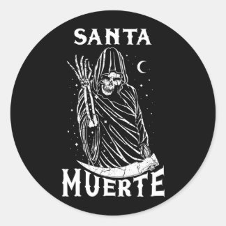 Mens Santa Muerte Skeleton Skull Government Classic Round Sticker