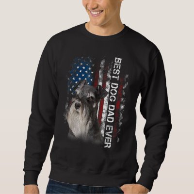 Mens Schnauzer Dad Vintage American Flag Father s  Sweatshirt