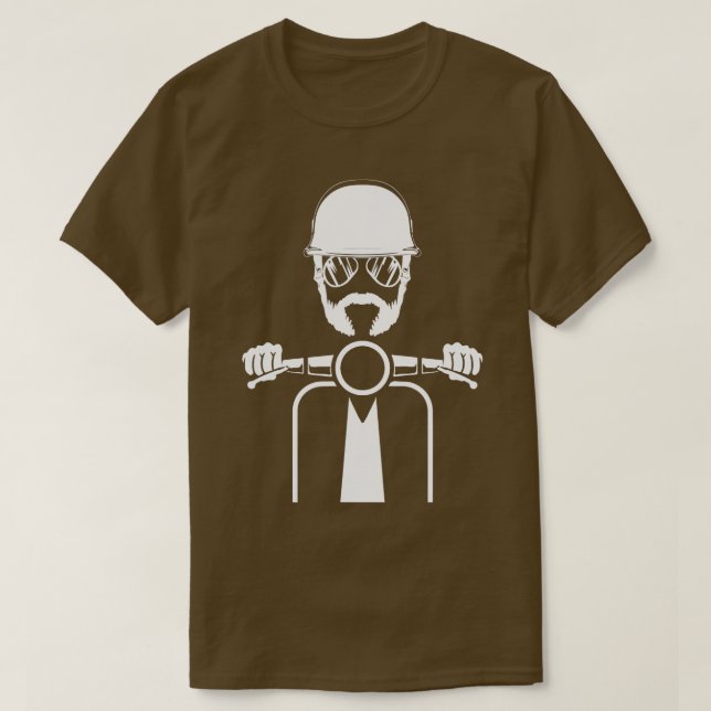 Mens Scooter Bike Motorbike Scoot  Funny Beard Mop T-Shirt (Design Front)