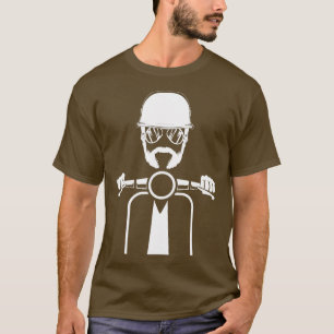 Mens Scooter Bike Motorbike Scoot  Funny Beard Mop T-Shirt