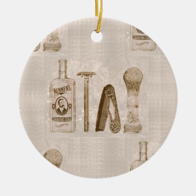 mens shaving ceramic ornament (Front)
