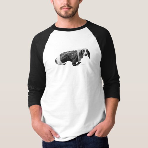 Mens Shelby in a Jean Jacket Dachshund  T_Shirt