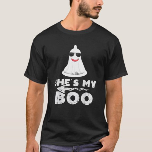 Mens Shes My Boo Matching Couple Halloween Condom T_Shirt
