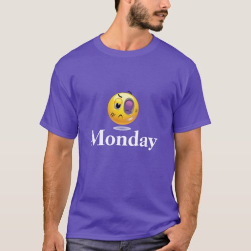 Mens Shirt Monday Emoji Beaten UP
