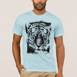 Mens Short Sleeve Modern Light Blue Tiger Face T-Shirt<br><div class="desc">Pop Art Tiger Head Elegant Modern Template Men's Bella Canvas Short Sleeve Light Blue T-Shirt.</div>