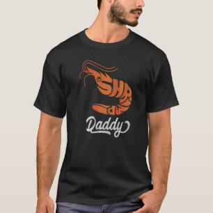 Mens Shrimp Daddy Retro Vintage Orange Shrimp Aqua T-Shirt