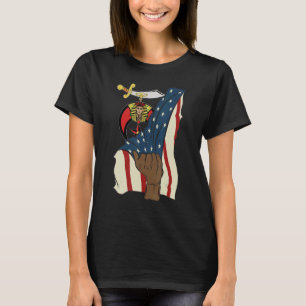 Mens Shriner Mason Real Pull Us Flag 4th July Fath T-Shirt