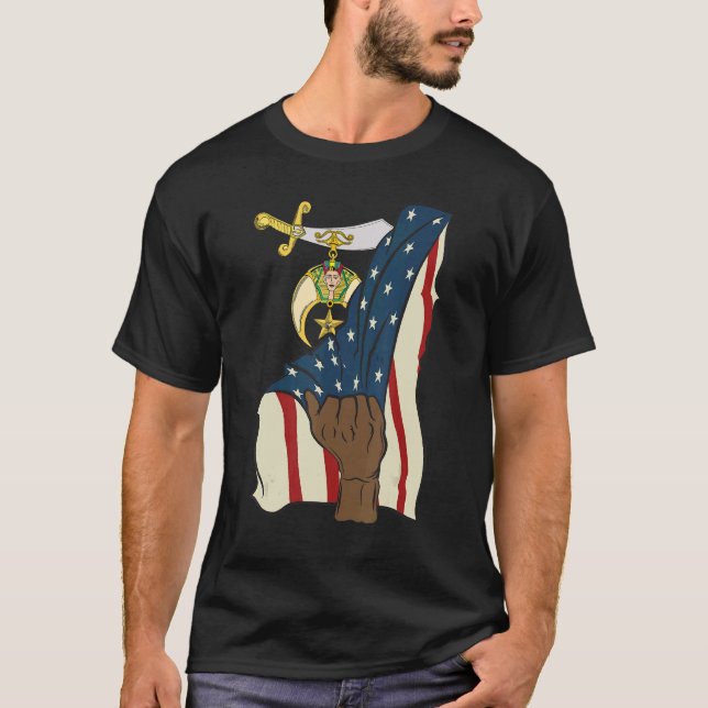 Mens Shriner Mason Real Pull Us Flag Masonic Indep T-Shirt (Front)