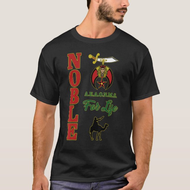 Mens Shriners Noble For Life Mystic Shine Mason Th T-Shirt (Front)