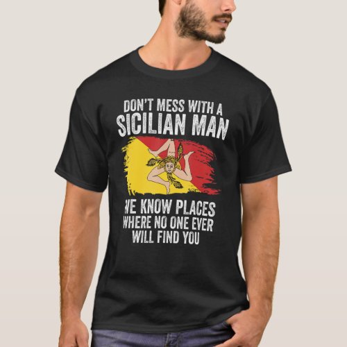 Mens Sicilian Flag Sicily T_Shirt