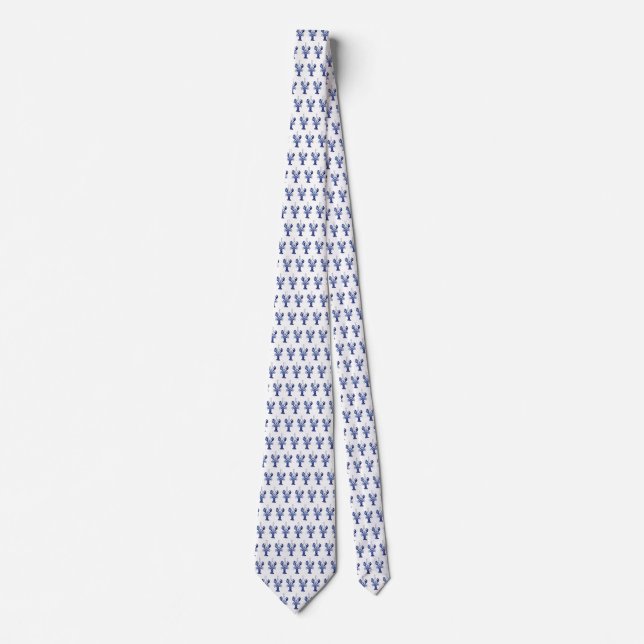 Men's silk tie, navy, blue lobster neck tie (Front)