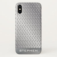 Men's Silver Metallic Monogram Minimalist iPhone X Case
