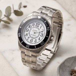 Men's Silver Stainless Steel Diver Watch Black