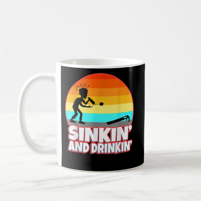 Mens Sinkin and drinkin cornhole Coffee Mug (Left)