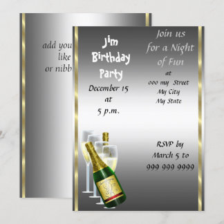 Mens Siver Birthday Party Invitation