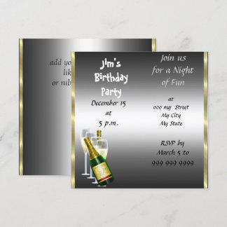 Mens Siver Birthday Party Invitation