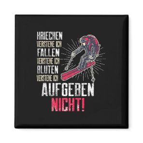 Mens Skier Saying Biathlon Slalom Abfahrt Ski Skii Magnet
