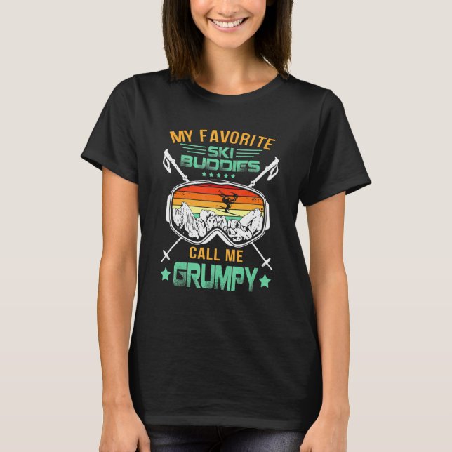 Mens Skiing My Favorite Ski Buddies Call Me Grumpy T-Shirt (Front)