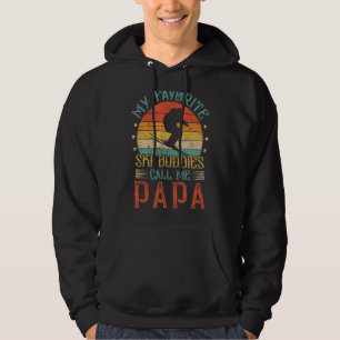 Mens Skiing Sports Vintage Skiing Ski Papa Father Hoodie