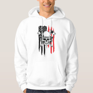 Mens Skull Firefighter Hoodie