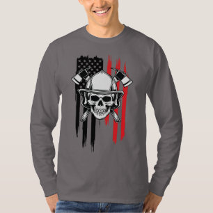 Mens Skull Firefighter  T-Shirt