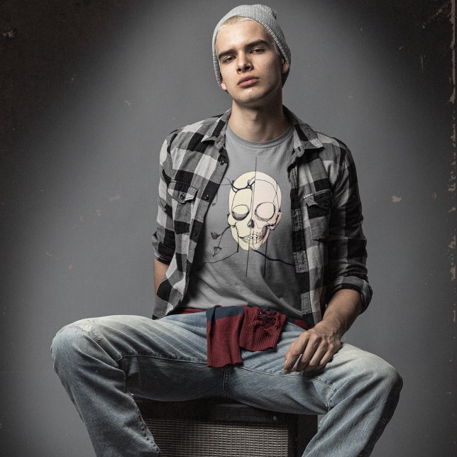 Men's Skull Line Art T Shirt - Abstract Skeleton (Creator Uploaded)