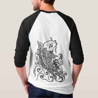 Men's sleeve raglan t-shirt koi fish