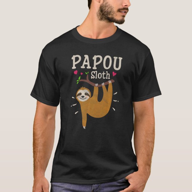 Mens  Sloth Graphic Humor Zoo Animal  Papou T-Shirt (Front)