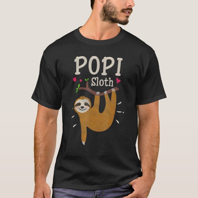 Mens  Sloth Graphic Humor Zoo Animal  Popi T-Shirt (Front)