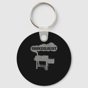 Mens Smokeologist BBQ Grilling Chef Smoker Funny B Keychain