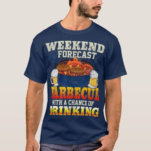 Mens Smoker Weekend Forecast BBQ With A Chance Of  T_Shirt