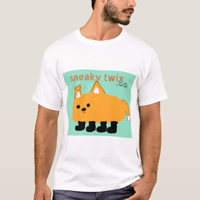 Mens sneaky twix fat cat shirt (Front)