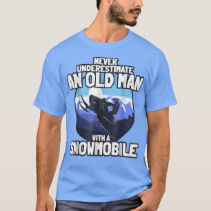 Mens Snowmobiling Gift Old Man with a Snowmobile M T-Shirt
