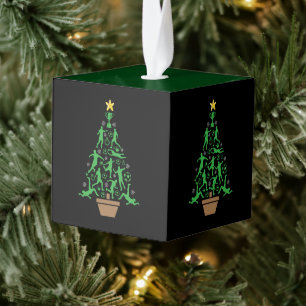 Men's Soccer Christmas Tree Cube Ornament