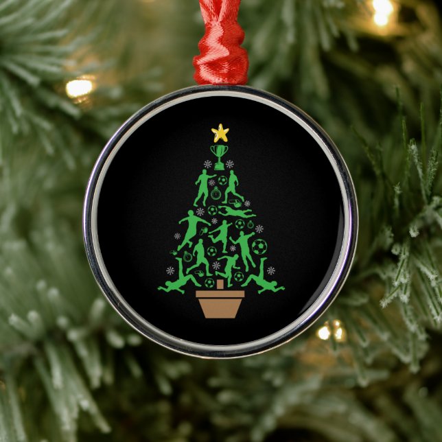 Men's Soccer Christmas Tree Metal Ornament (Tree)