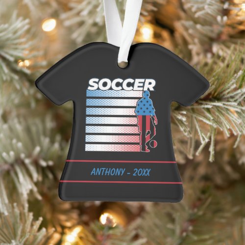 Men's Soccer Patriotic USA Flag  Ornament