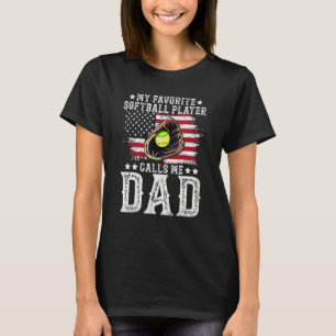 Mens Softball Dad My Favorite Softball Player Call T-Shirt