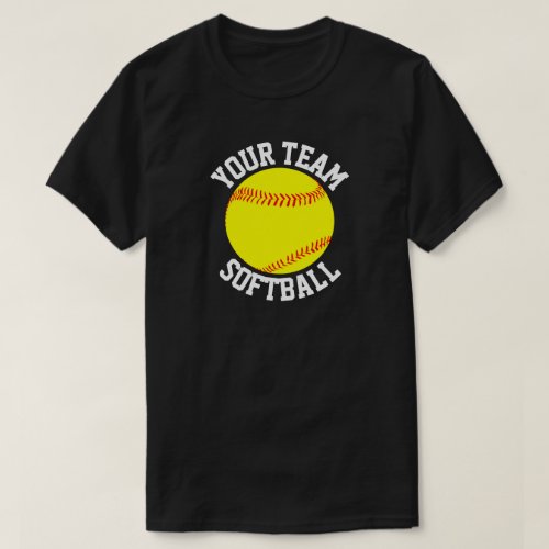 Mens Softball Team Player and Jersey Number T_Shirt