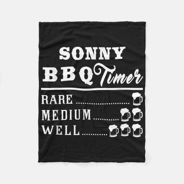 Mens Sonny Bbq Timer Beer Drinking Funny Grilling  Fleece Blanket (Front)