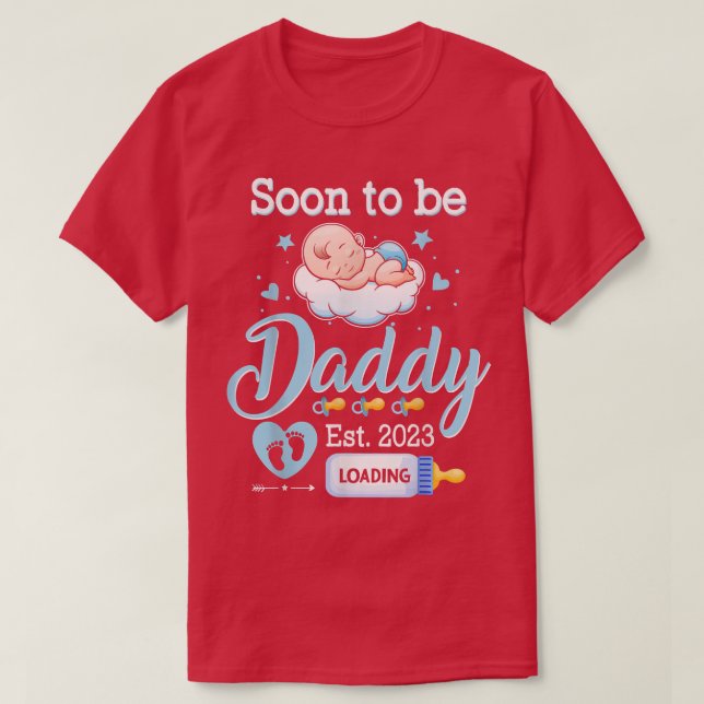 Mens Soon To Be Daddy Est 2023 Baby Pregnancy Anno T-Shirt (Design Front)