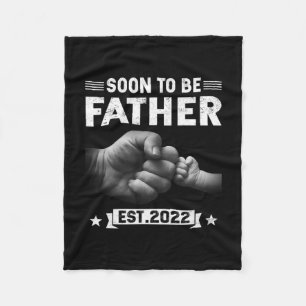 Mens Soon To Be Father Est 2022 Retro First Dad Fleece Blanket