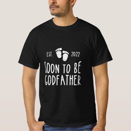 Mens Soon To Be Godfather 2022 Baby Feet Pregnancy T_Shirt