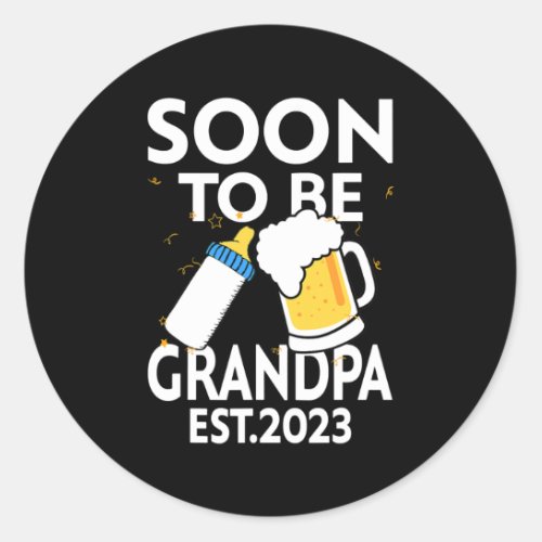 Mens Soon To Be Grandpa Est 2023  Classic Round Sticker