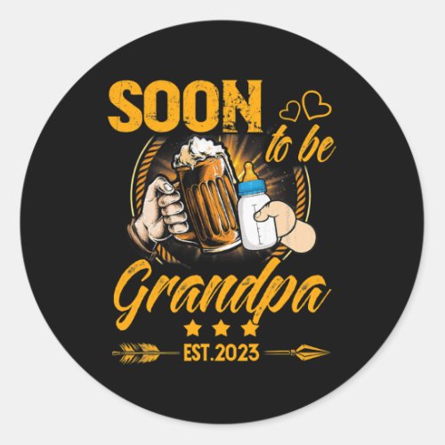 Mens Soon To Be Grandpa Est 2023 New Dad  Classic Round Sticker