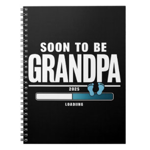 Mens Soon To Be Grandpa EST. 2025 New Grandpa Notebook